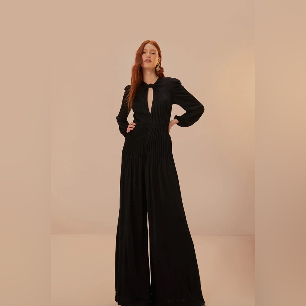 FARM RIO Black Long Sleeve Knot Jumpsuit M - Picture 5 of 9